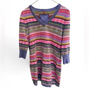 edc by Esprit Colorful Fair Isle Knit V-Neck Sweater